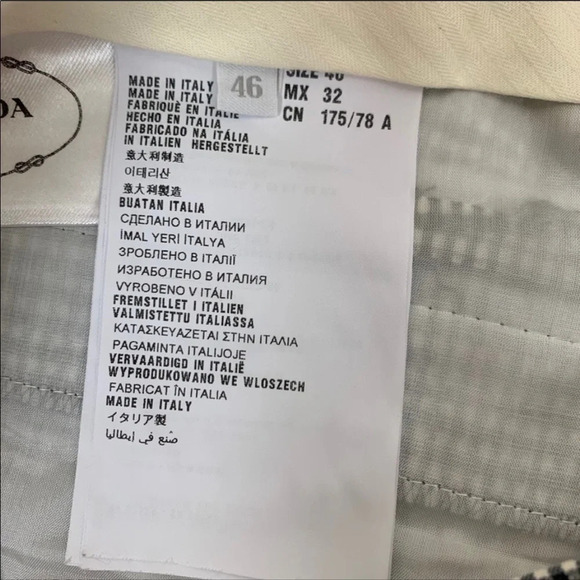 NWOT Prada Check Print Gabardine Wool Trouser Black and White Designer Women 10 - Picture 10 of 15